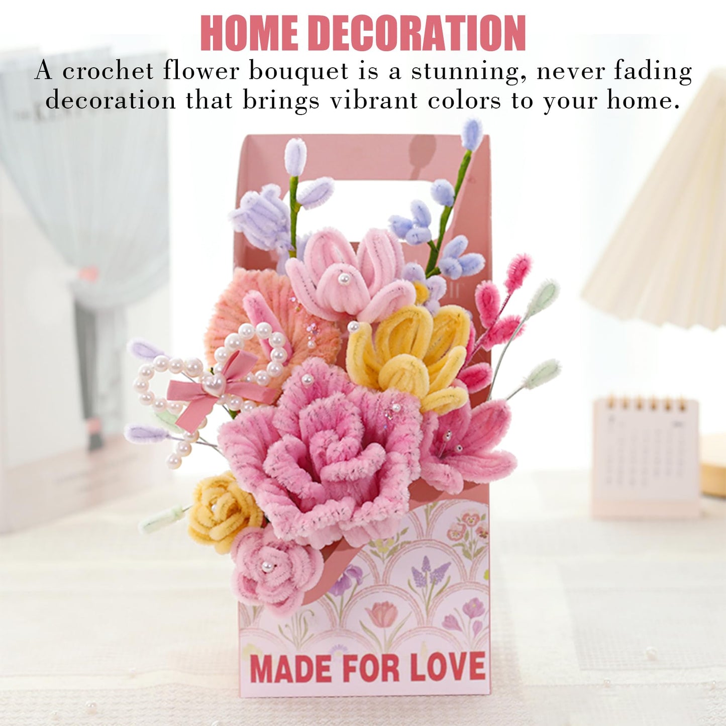 ERNTRNL Pipe Cleaners Craft - Pipe Cleaners Flower Bouquet Supply Kit for Craft Art Project Activity, Birthday Mother’s Day Graduations Anniversaries Gifts