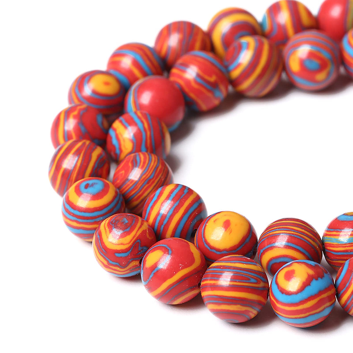 46PCS 8mm Natural Orange Malachite Beads Round Loose Stone Beads for Jewelry Making DIY Bracelet Necklace 15 Inch,Energy Stone Healing Power