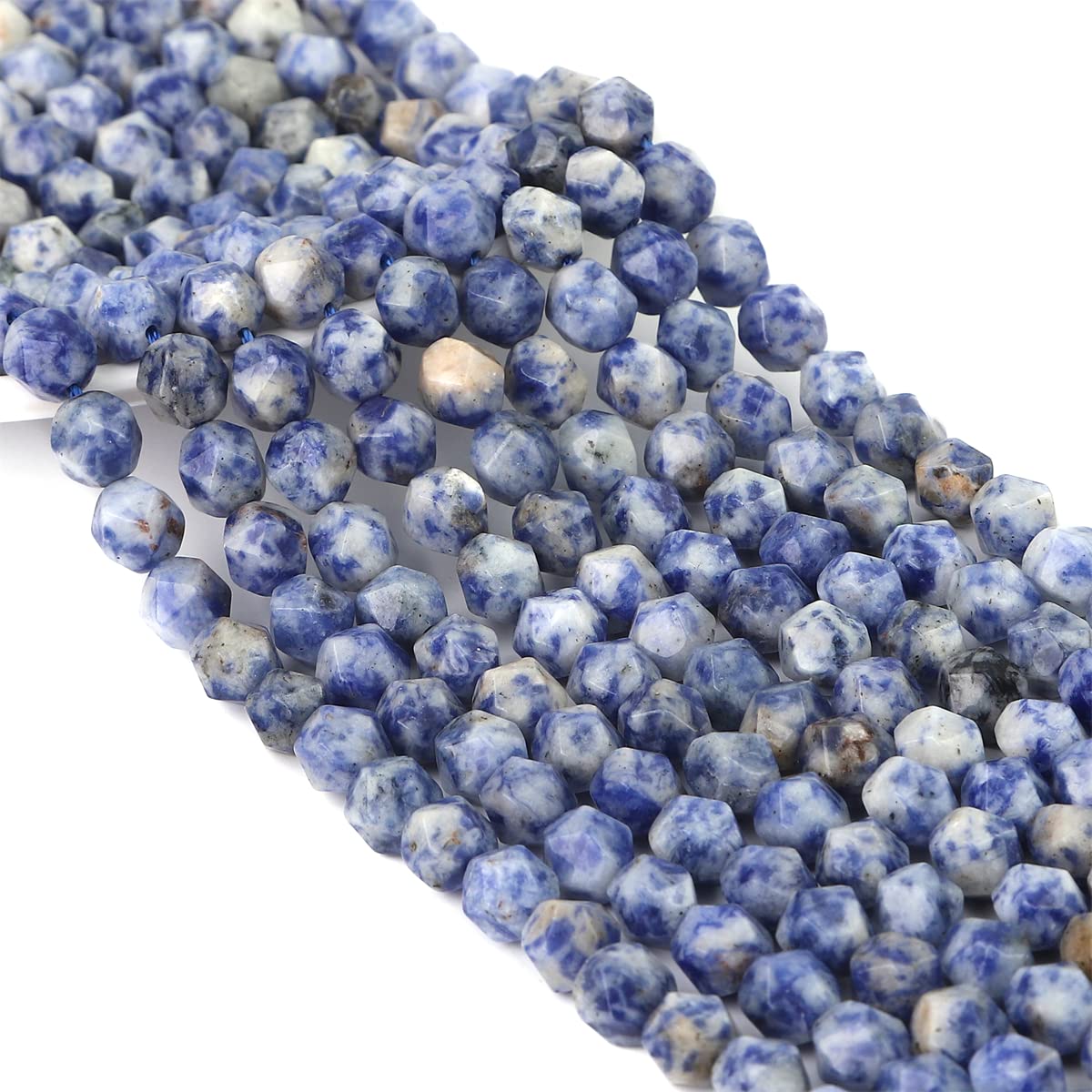 BEADIA Faceted Natural Blue Sodalite Stone Round Beads 6mm 36cm/Strand for Jewelry Making