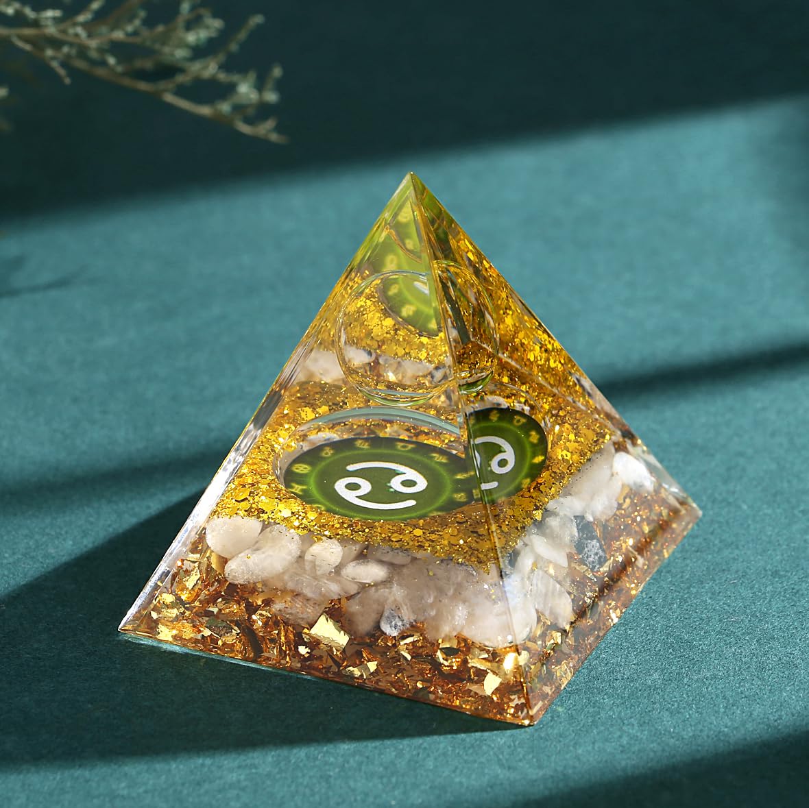 YATOJUZI 12 Zodiac Cancer Birthday Gifts for Women Men Healing Crystals Natural Crystal Stones Gemstones Orgonite Chakra Reiki Lucky Energy Gold Decor for Office Desk Decorations