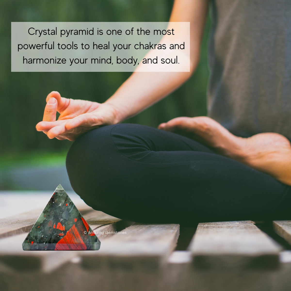 Amazing Gemstone African Bloodstone Pyramid Crystal Healing Stones - 2" Great Pyramid Figurine of Natural Stone Pyramid for Meditation, Reiki, Chakra Balancing and Crystal Pyramids Grid