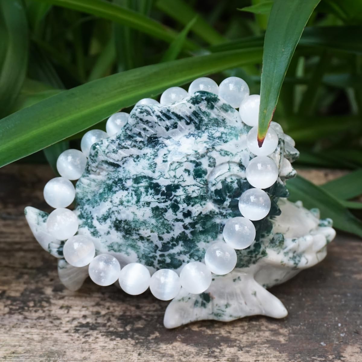 8MM Selenite Bracelets for Women Negative Energy Shield | Natural Cats Eye | Beautiful Crystal Jewelry to Cleanse and Charge Energy & Power | Must Have for Meditation