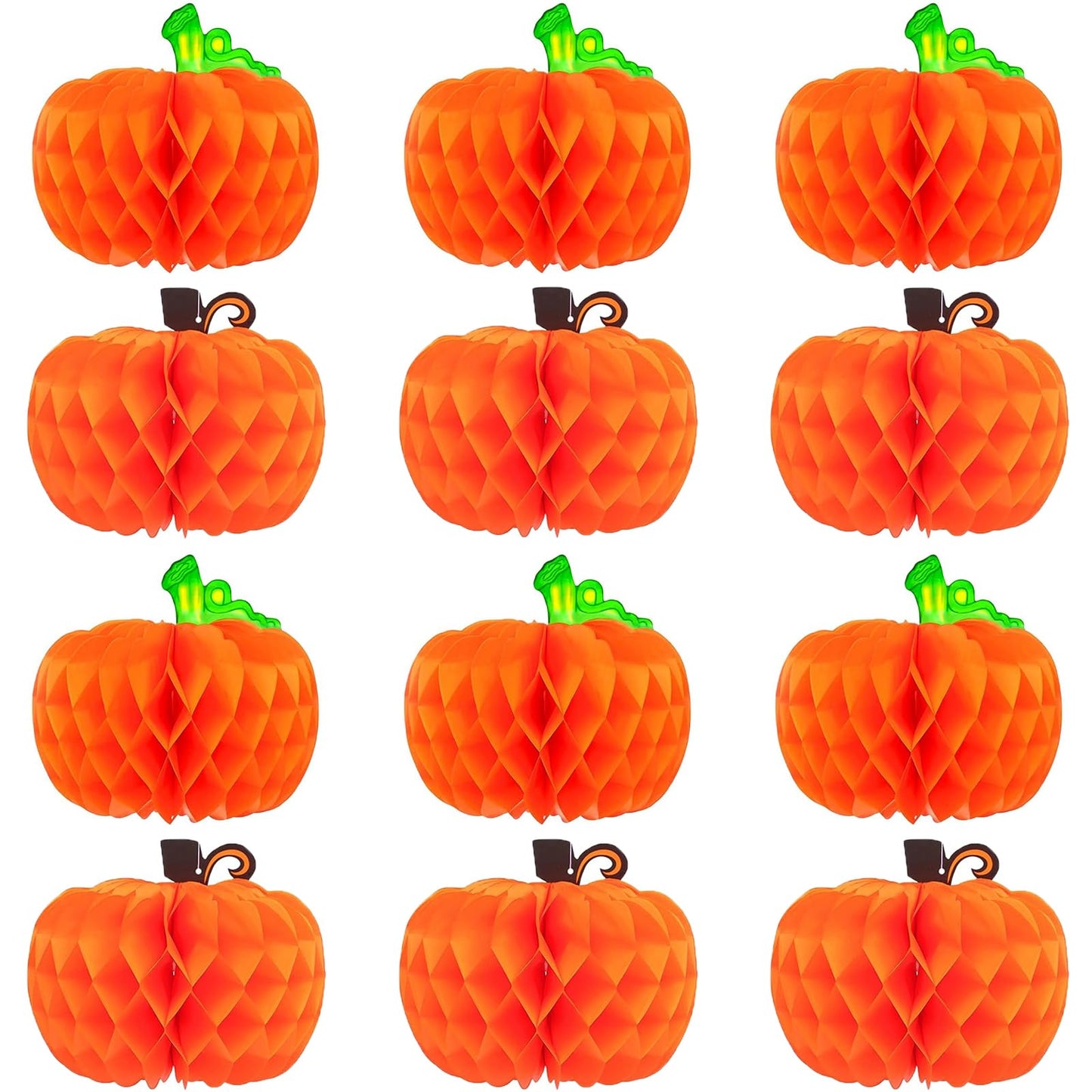 12 Pack Fall Pumpkins Centerpieces for Tables 10 Inch Thanksgiving Honeycomb Tissue Ball Hanging Pumpkins Maple Harvest Home Party Decoration Supplies