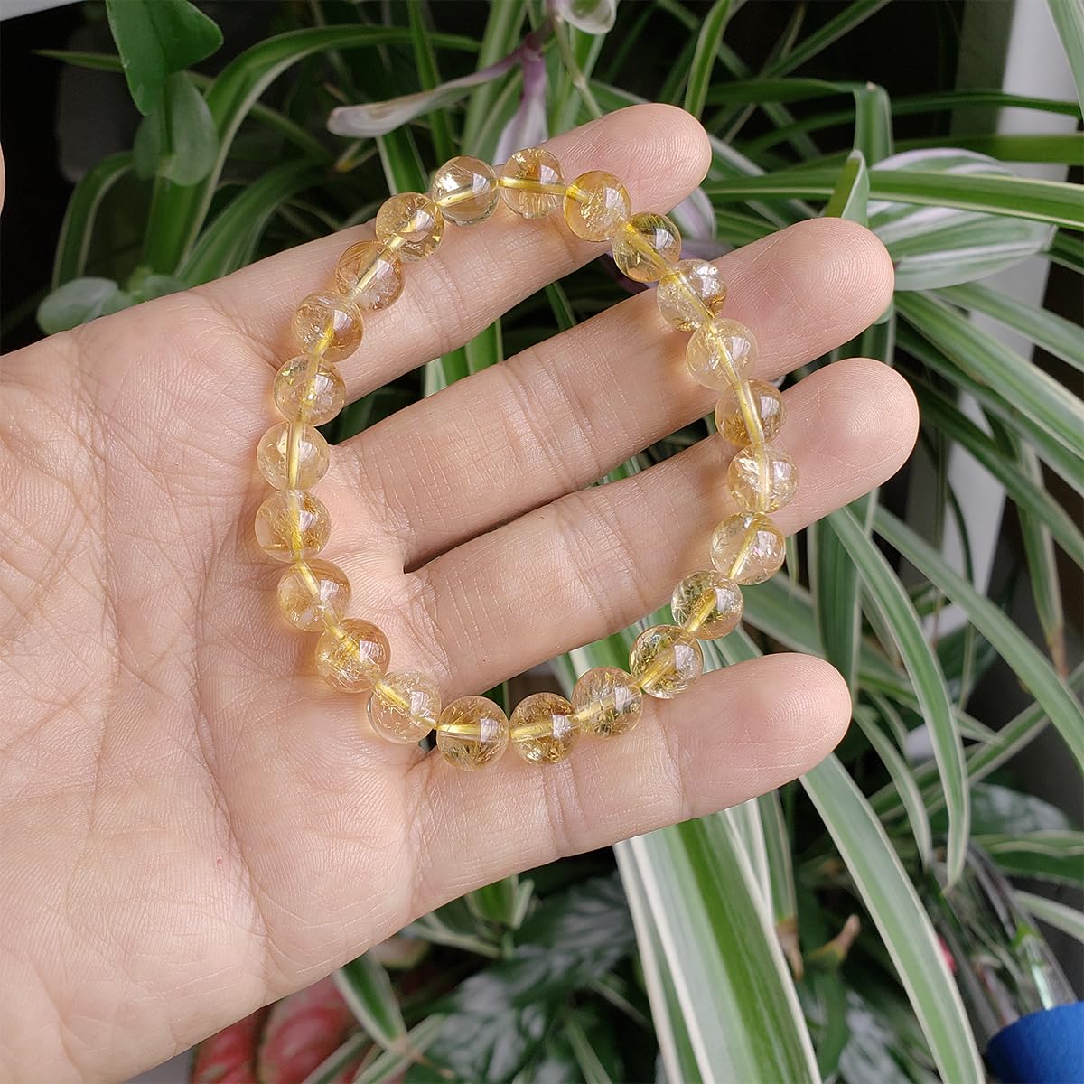 chengmu 8mm Citrine Stretch Bracelet Round Stone Beads for Crystal Elastic Beaded Bracelet 7.5"