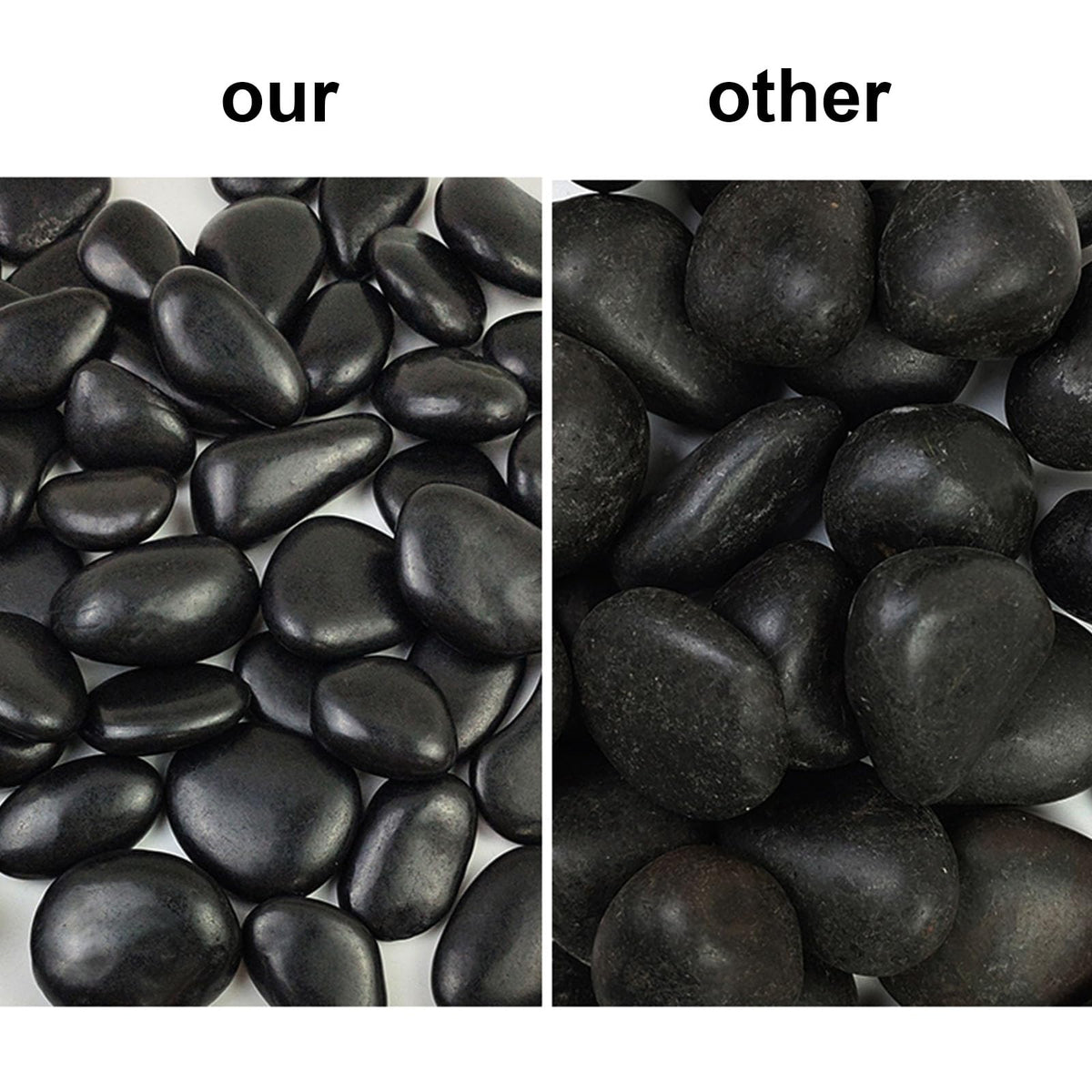 gemshan 2lb Black Pebbles for Plants Polished Stone Bulk 7mm-9mm River Rocks for Aquarium Vase Plant Decoration