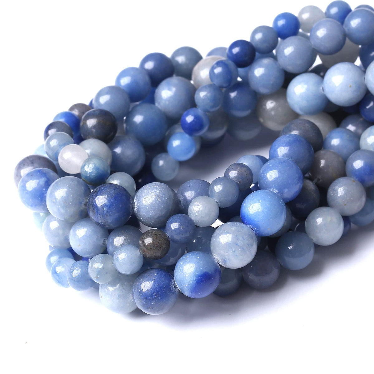 36PCS 10MM Natural Blue Aventurine Beads Round Loose Stone Beads for Jewelry Making DIY Energy Stone Healing Power Bracelet 15"