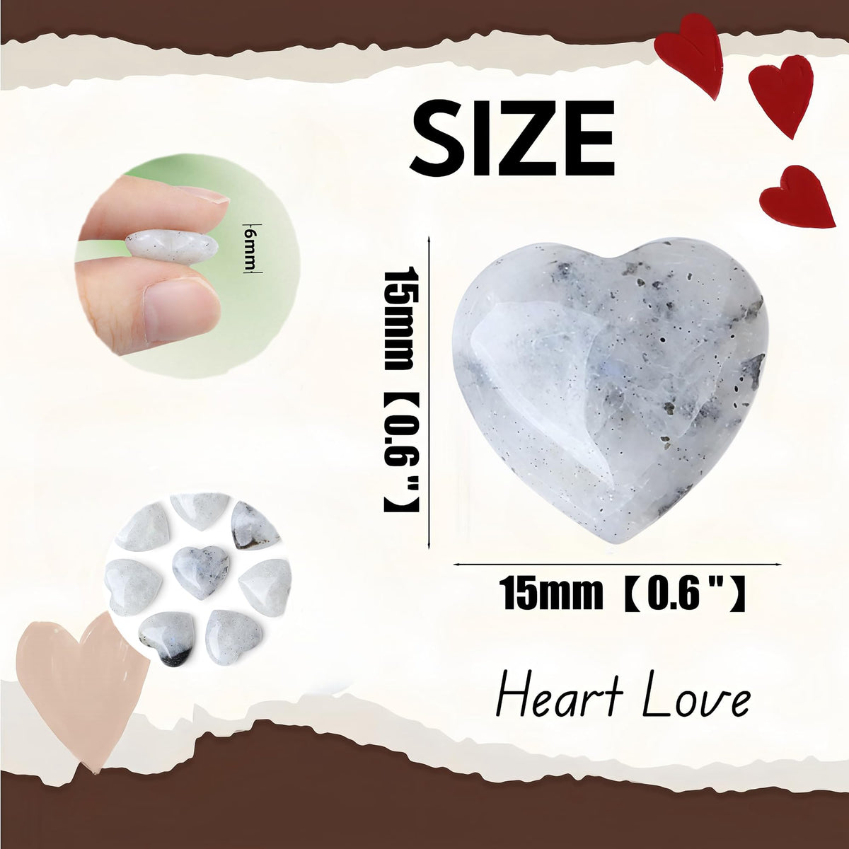 NUKAYAI 20PCS Moonstone Healing Crystals Set Stones Love Heart Shaped Polished Crystal Natural Cute Pocket Thumb Reiki Wholesale Set Gifts Balancing Meditation Mothers Day Bulk Gifts for Women