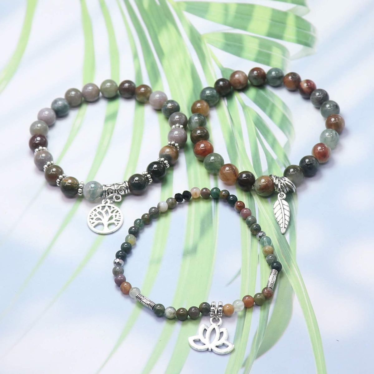 UEUC Tree of Life Yoga Healing Stone Bracelets,Multilayer Lotus Chakra Stone Reiki Bracelet Sets,Anxiety Crystal Natural Stone,for Women Stress Relief