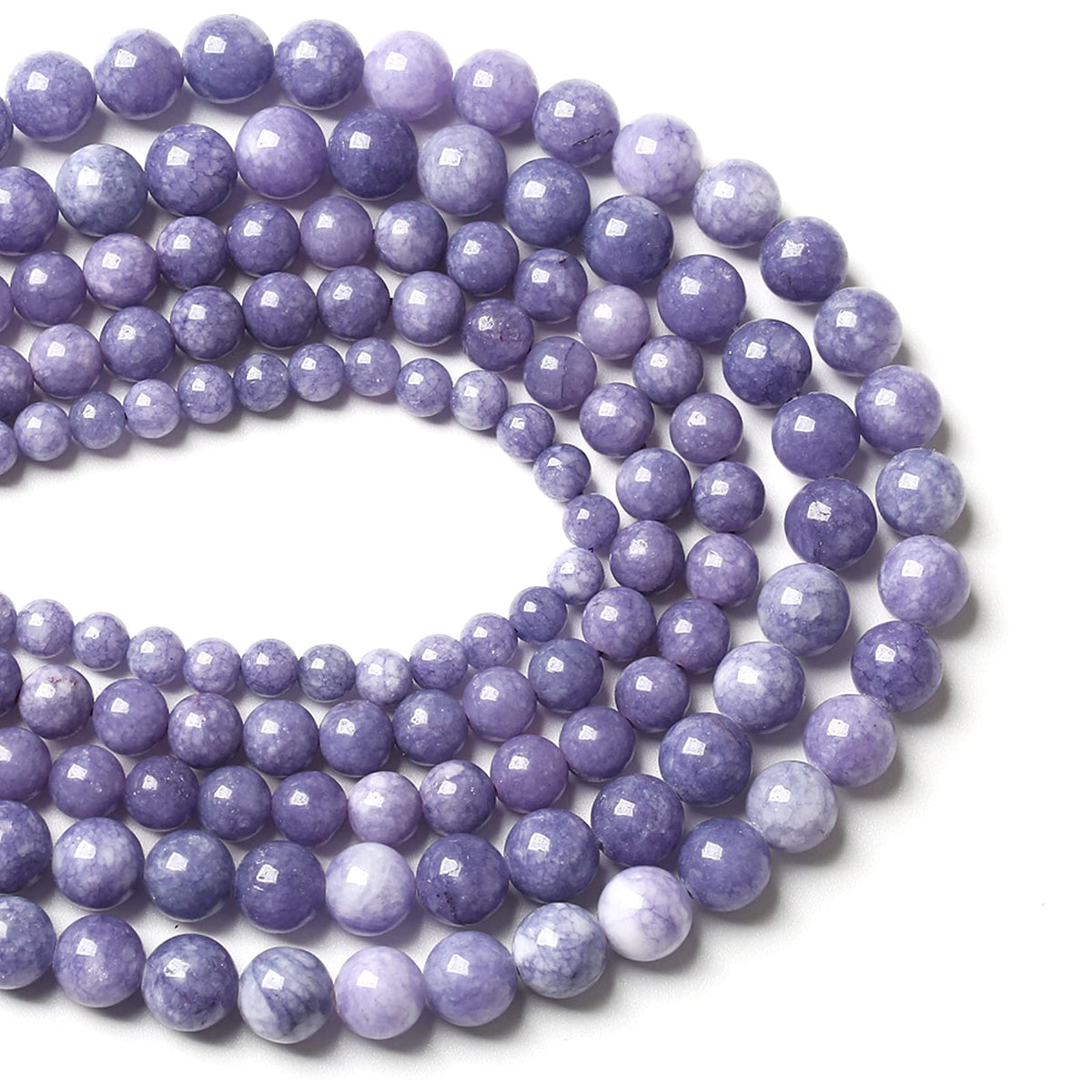 160PCS 4MM Lavender Purple Chalcedony Stone Loose Beads for Jewelry Making DIY Bracelet Necklace