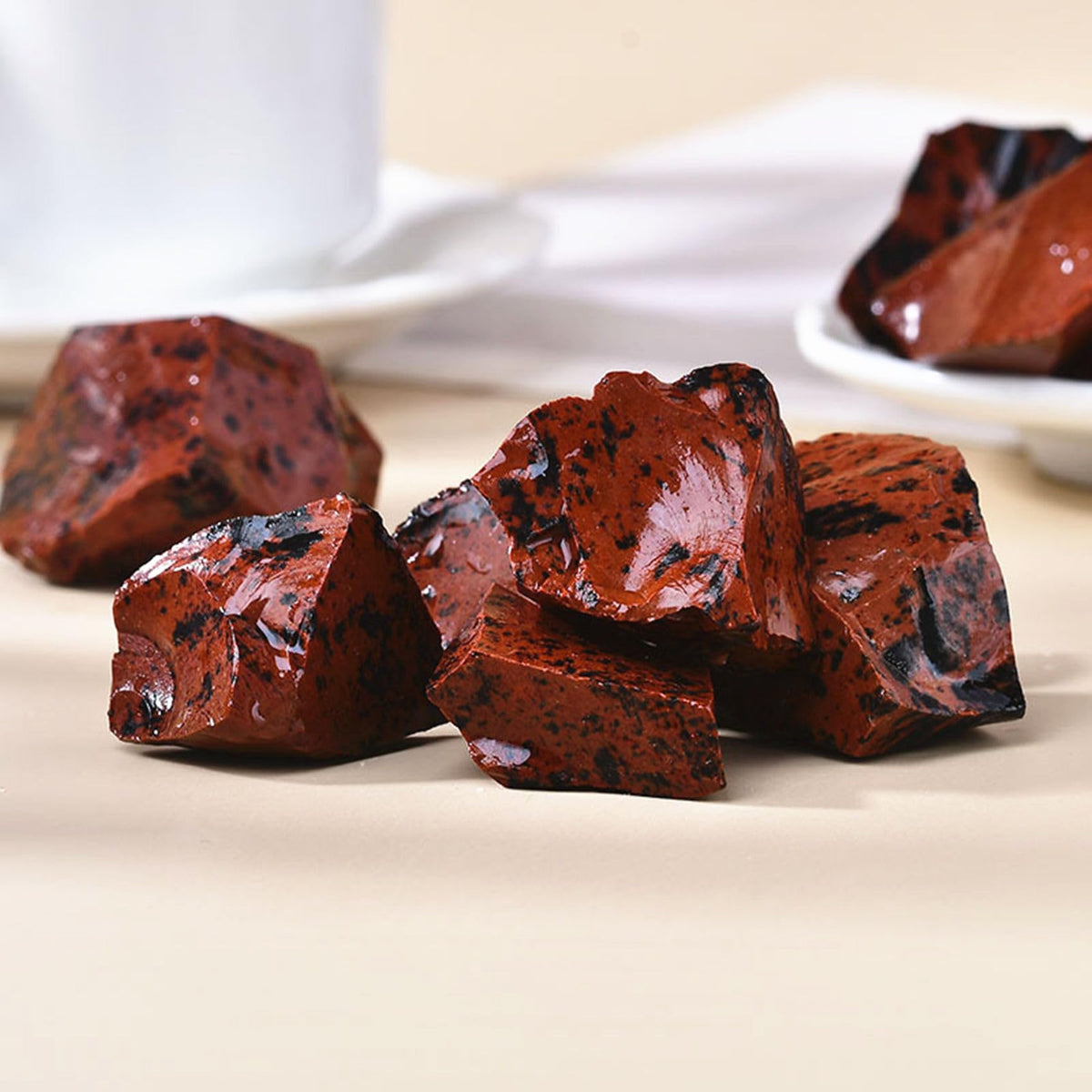Red Obsidian Raw Crystals Healing Crystals Natural Rough Stones 1.2-2" for Tumbling, Fountain Rocks, Yoga, Meditation, Polishin, Gift 35
