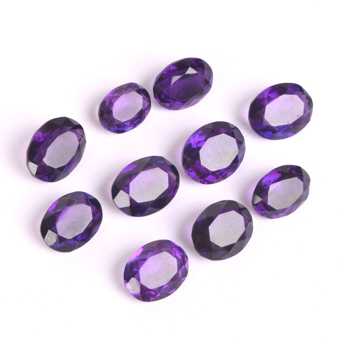 125 Ct. 10 Pcs Perfect Oval Cut Beautiful Violet Amethyst Loose Gemstone Lot
