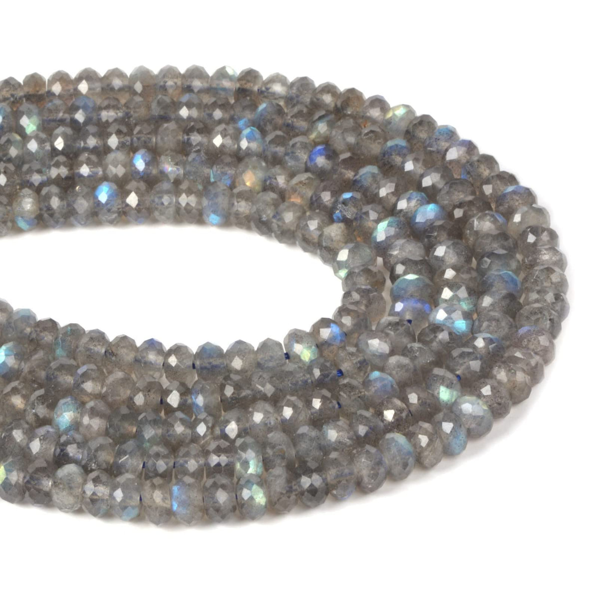 6mm AA Grade Natural Translucent Labradorite Faceted Rondelle Loose Beads 16" 90%+ Flashy Beads