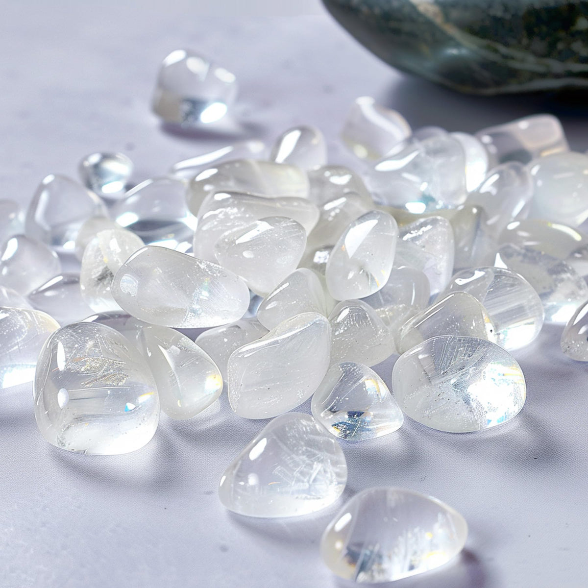 SigMntun Polished Clear Quartz Crystal Chips Set, 128 Pcs 0.4" inches - Handpicked Tumbled Stones and Crystals Bulk for Healing, Reiki, Meditation, Witchcraft and Home Decor