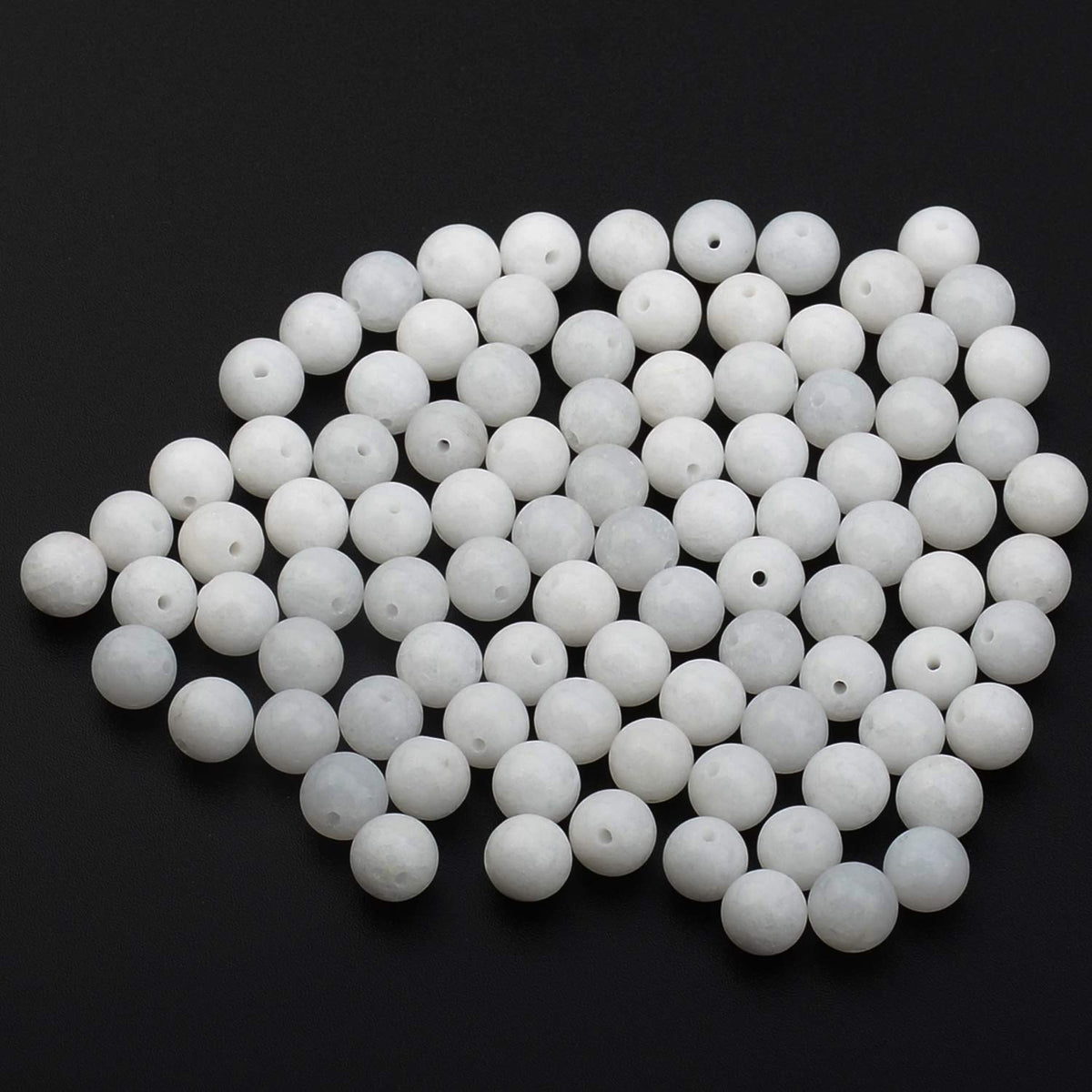 LPBeads 100PCS 8mm Natural White Alabaster Gemstone Round Loose Beads for Jewelry Making with Crystal Stretch Cord