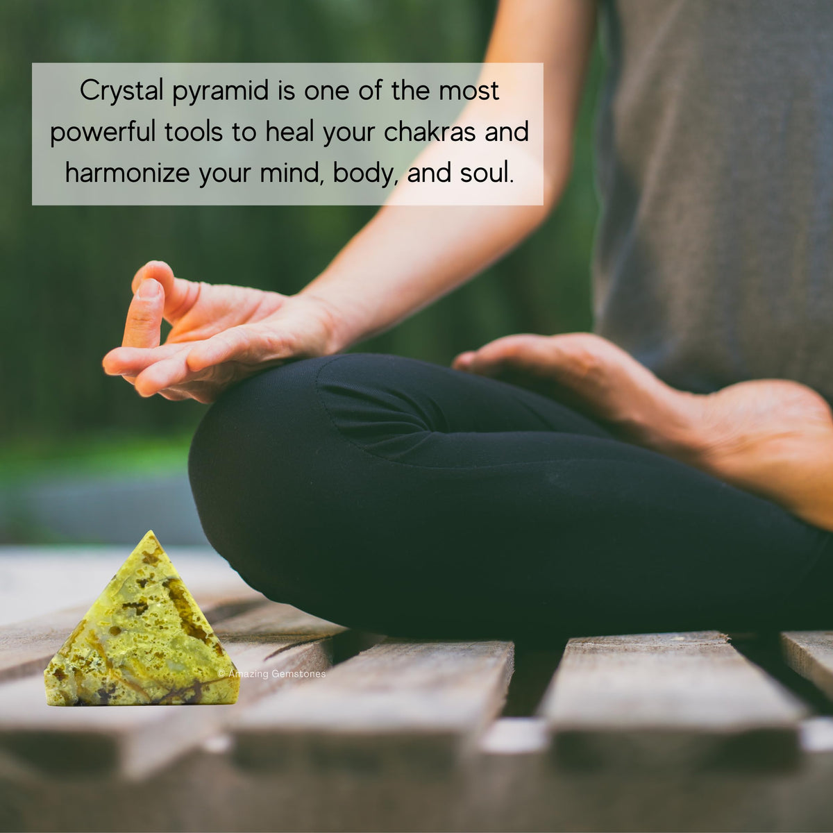 Amazing Gemstone Green Opal Pyramid Crystal Healing Stones - 1.5" Great Pyramid Figurine of Natural Stone Pyramid for Meditation, Reiki, Chakra Balancing and Crystal Pyramids Grid