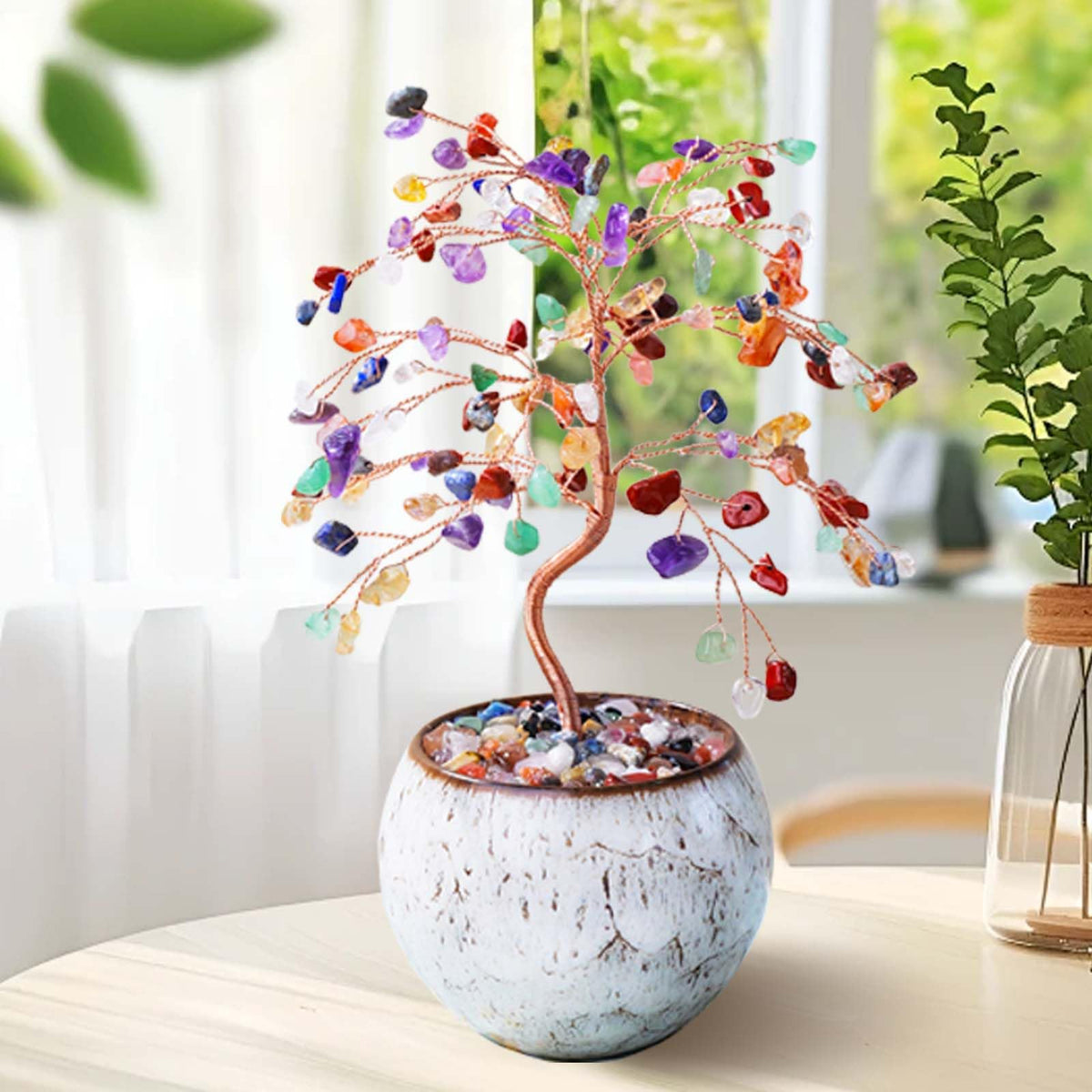 Runyangshi Chakra Crystal Tree of Life - 8" Large Natural Healing Crystal Tree, Bringing Money, Good Luck, Positive Energy for Home Decor, Feng Shui Gifts, Office Desk Ornament