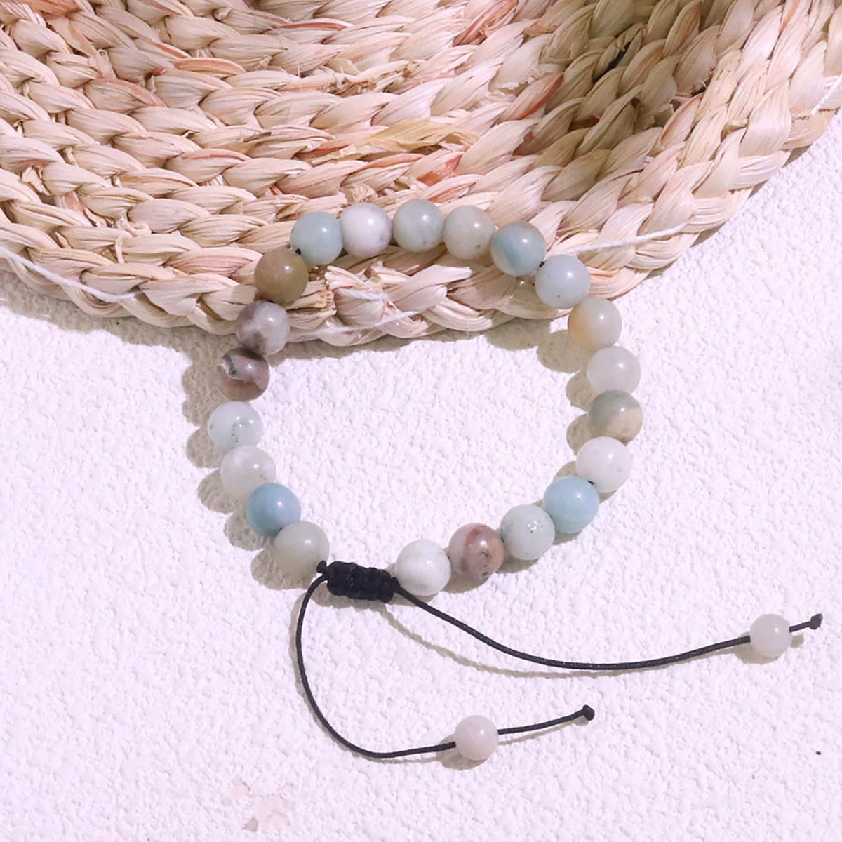 Lit Wall Amazonite Bracelet for Women 8mm Dainty Handmade Adjustable Beaded Healing Crystal Gemstone Amazonite Jewelry