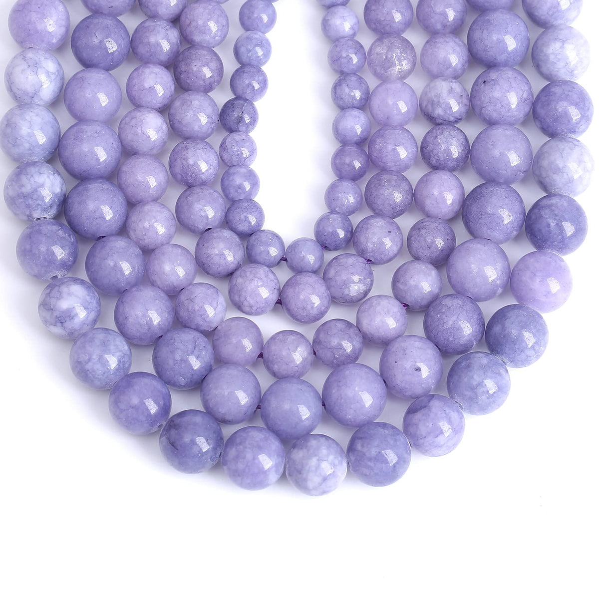 Lavender Purple Chalcedony Natural Stone Beads Gems Round Loose Beads Jewelry Making DIY Bracelet Necklace Accessory 1 Strand 45PCS 8MM 15"