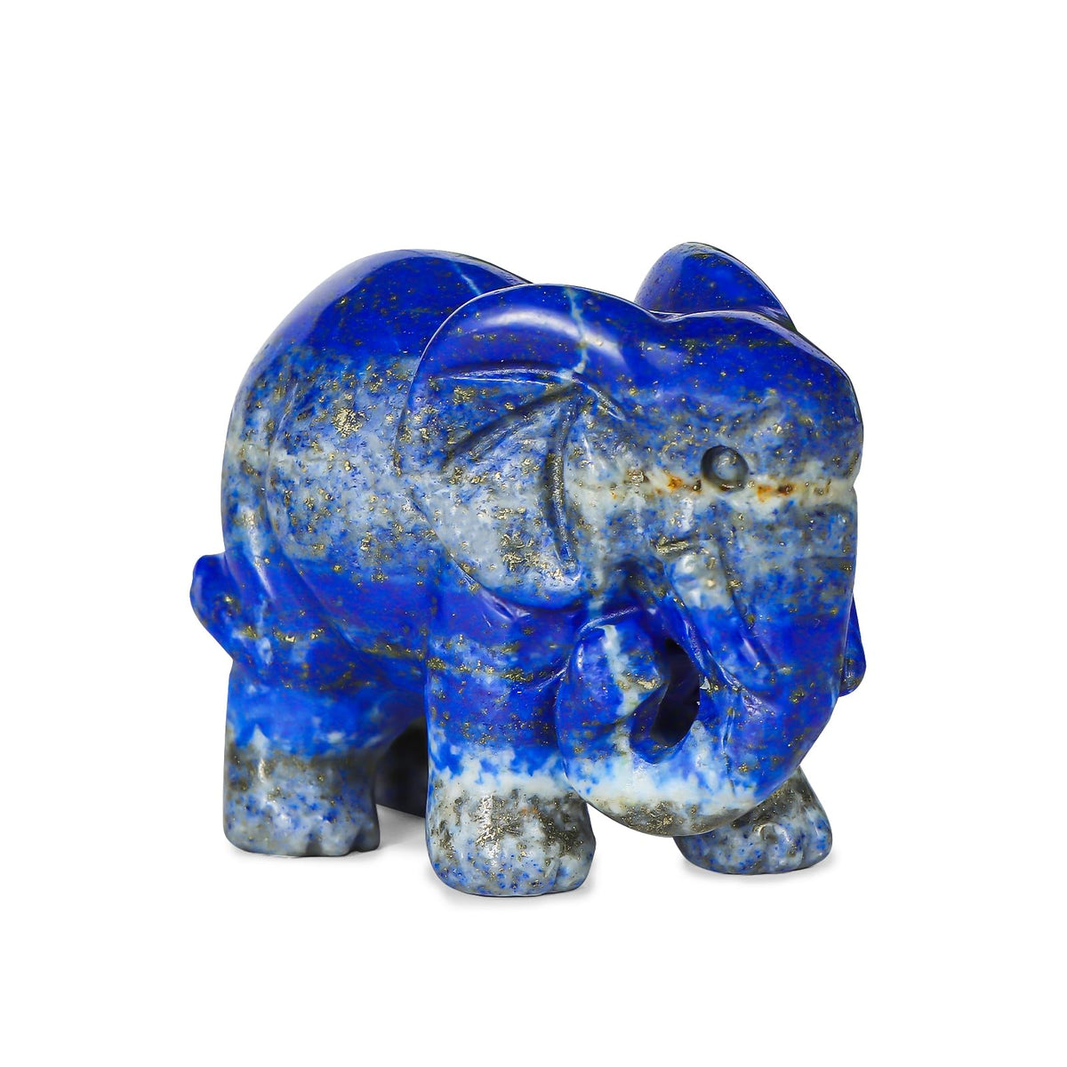 SMQ Lapis Lazuli Crystal Elephant Statue - 2'' Blue Healing Stone Figurine for Desk Decor,Office Decor for Women,Elephant Gifts,Spiritual Animal Carvings Home Ornament