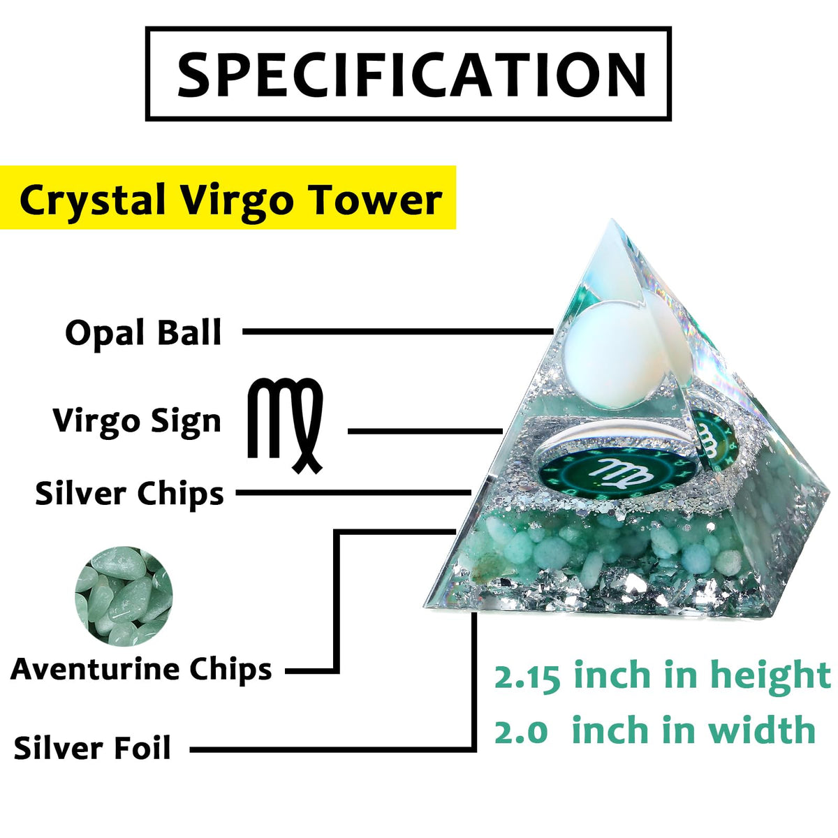 YATOJUZI 12 Zodiac Virgo Birthday Gifts for Women Men Green Aventurine Healing Crystals Natural Crystal Stones Gemstones Orgonite Chakra Reiki Lucky Energy Decor for Office Desk Decorations