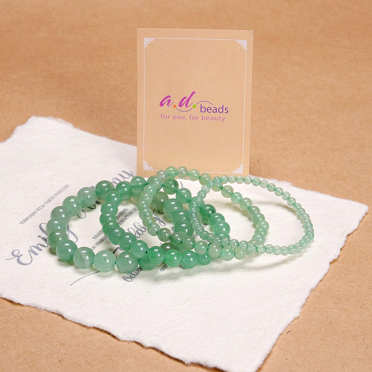 AD Beads Handmade Gemstone Stretch Elastic Bracelet Crystal Healing Reiki Nature's Beauty and Spiritual Essence Unisex (6mm, Green Aventurine (Opportunity))