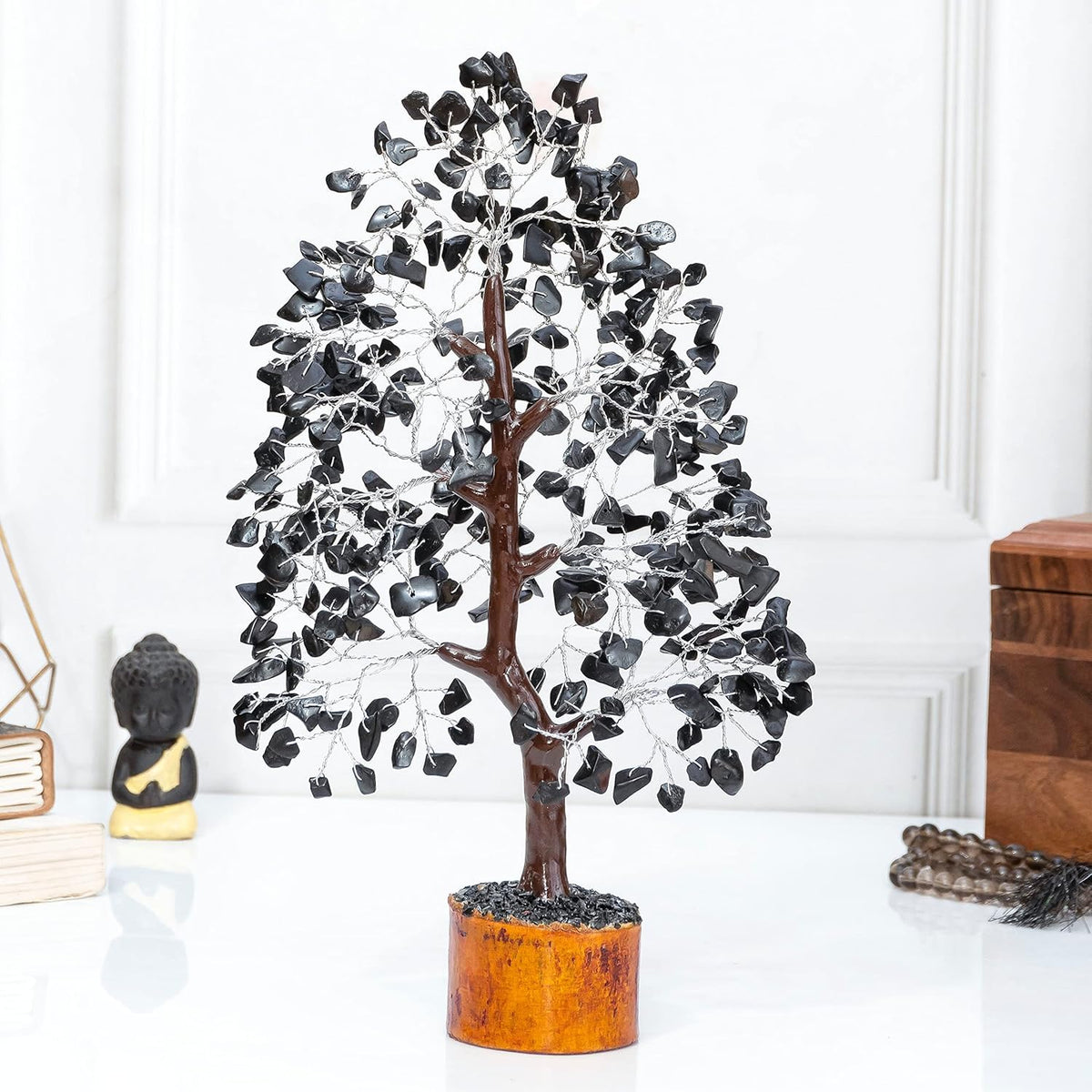 Crocon® Black Tourmaline Crystal Tree of Life Birthday Gifts for Men, Dad, Friend Healing Crystals Spiritual Shelf Crystal Decor Feng Shui Table Decor Gift for Men Housewarming Unique Home Decor