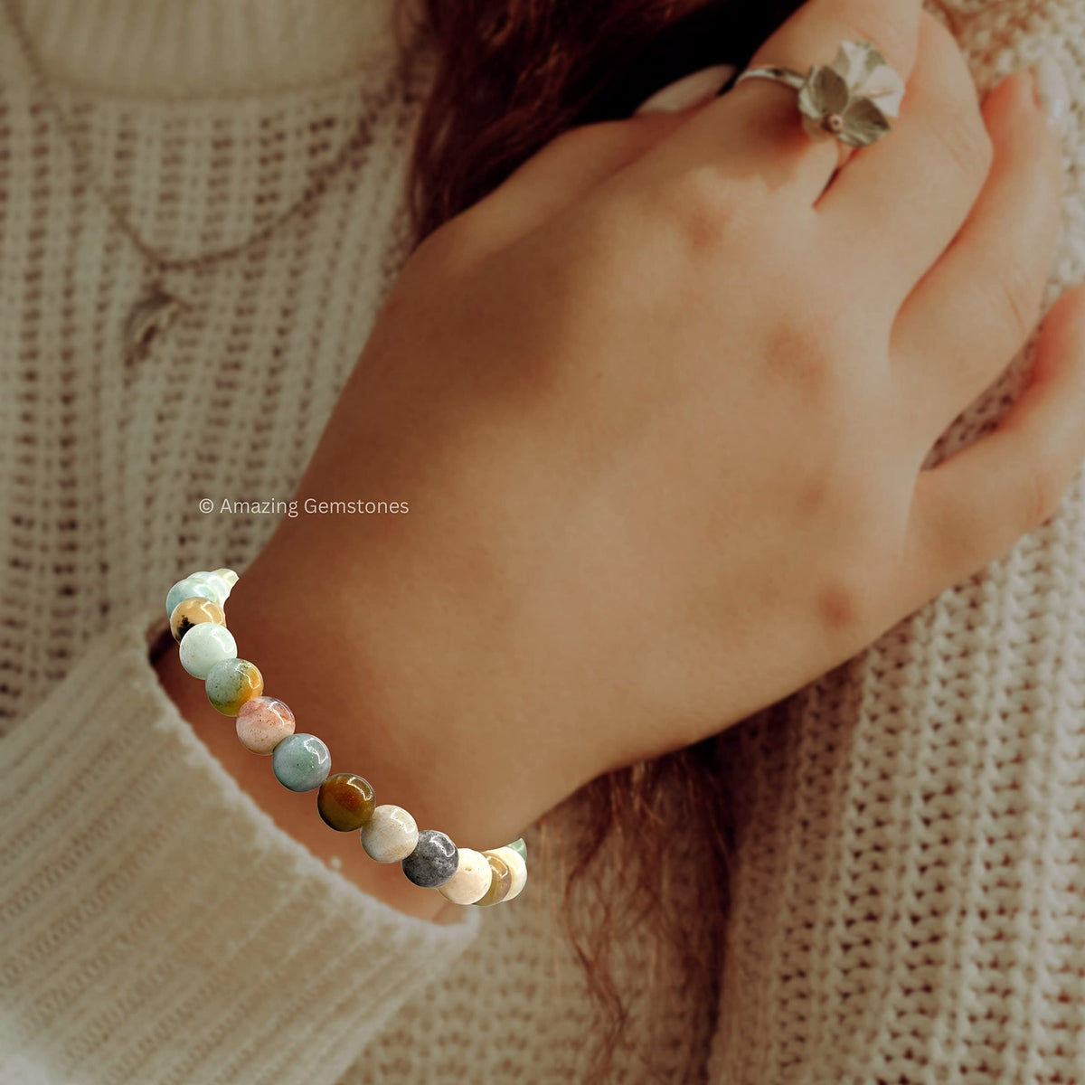 Amazing Gemstone Max Amazonite Bracelet for Women Men's Gifts - Protection Healing Crystal Bracelet - 8mm Gemstones Beaded Adjustable Bracelet Pulseras Para Hombres Mujer Stocking Stuffers