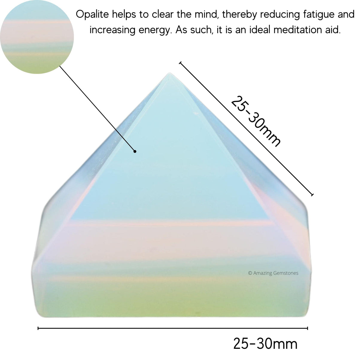 Amazing Gemstone Opalite Pyramid Crystal Healing Stones - 1" Great Pyramid Figurine of Natural Stone Pyramid for Meditation, Reiki, Chakra Balancing and Crystal Pyramids Grid