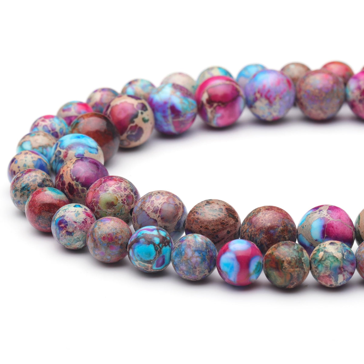 Youngbling Natural Gemstone Beads for Jewelry Making,6mm Purple-red Imperial Jasper Polished Round Smooth Stone Beads for Bracelet Necklace 15 Inch