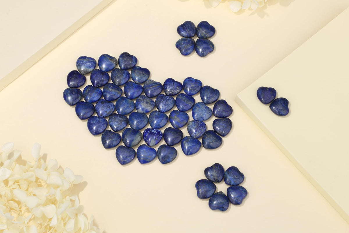 YATOJUZI 20PCS Lapis Lazuli Heart Healing Crystals Natural Lapis Lazuli Crystal Set Blue Love Stones Polished Stone Bulk Wholesale Mini Pocket Gemstones Reiki Energy Gifts for Women Men