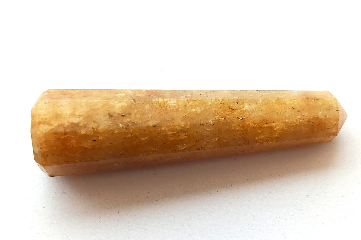 WholesaleGemShop 3 Inch Golden Agate-Quartz Gemstones Obelisk Tower Jumbo Facet Aura Rock Crystal Natural Polished Earth Wand Spirit