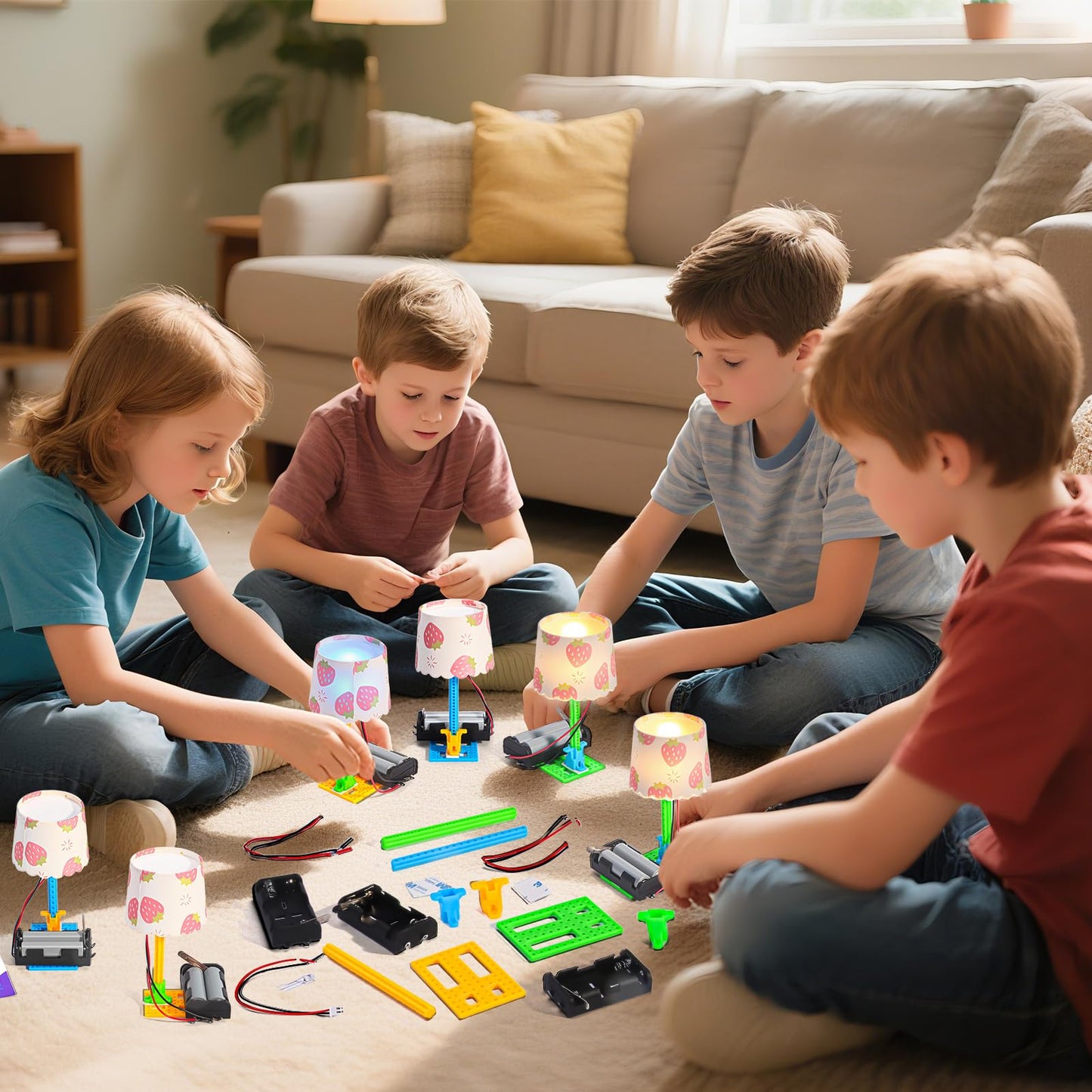 Bulk STEM Kits - 8 Set Electric Light Engineering Circuit Kit, Science Experiments Building Toys for Ages 8-12, STEM Girls Boys Arts and Crafts, Table Lamps for Kids Activities 8-10 10-12 14