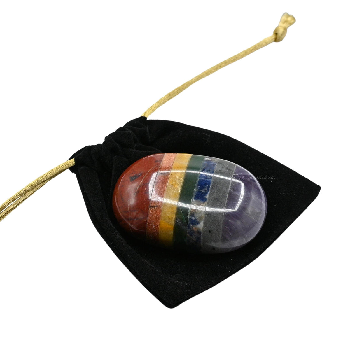 Amazing Gemstone Seven Chakra Crystals and Healing Stones - Large Palm Stone Crystals Piedra - Crystal for Good Luck, Balanced Positive Energy, Meditation - Unique Stocking Stuffers Gifts for Women