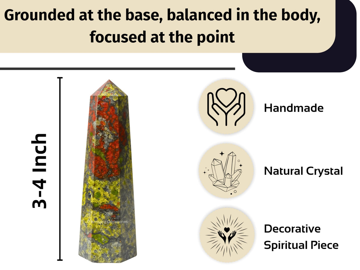 Amazing Gemstone Dragon Bloodstone Crystal Towers - Natural Healing Crystal Point Obelisk for Reiki Healing and Crystal Grid (3" to 4" INCH)