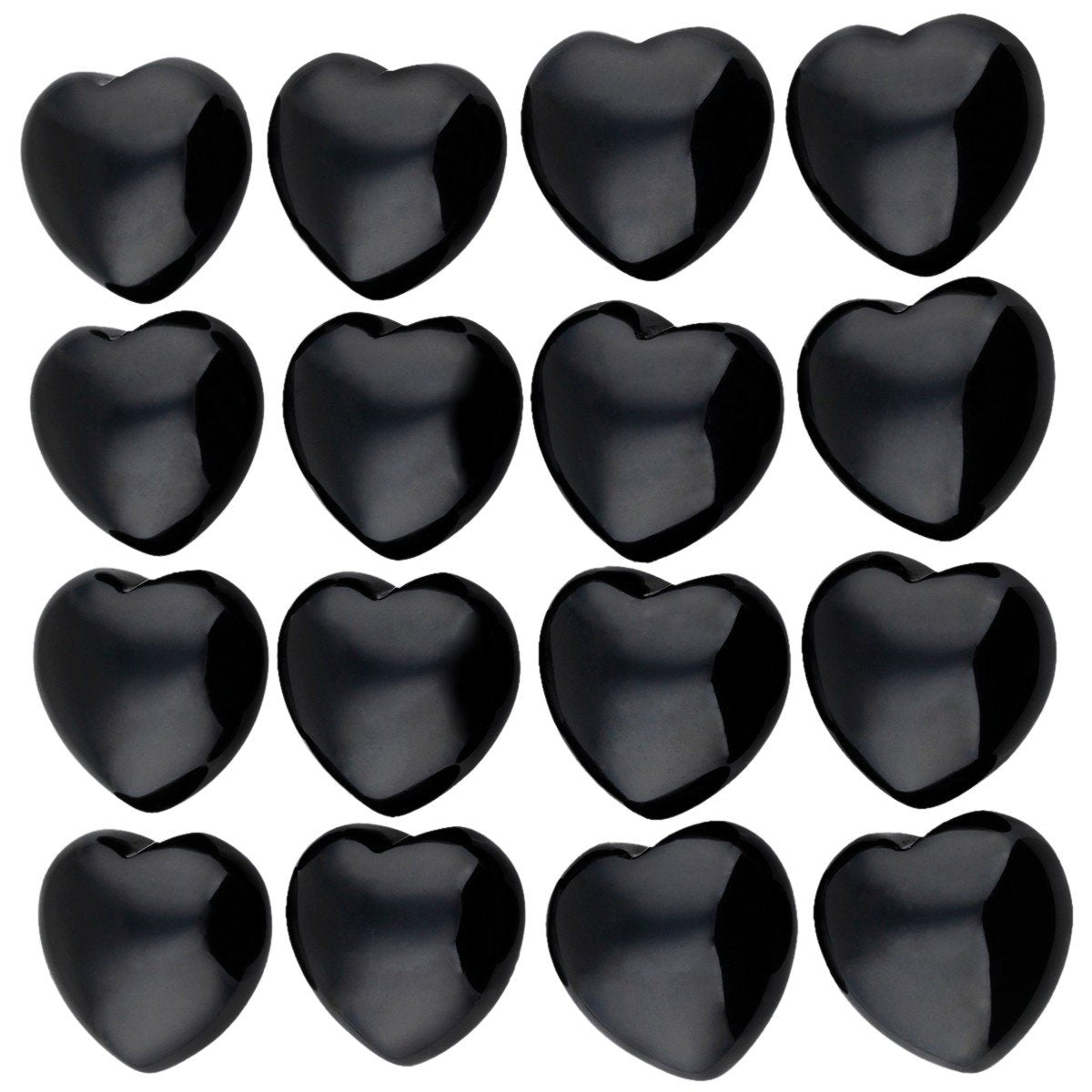rockcloud Healing Crystal Black Obsidian Heart Love Carved Palm Worry Stone Chakra Reiki Balancing 0.8" Mini Size(Pack of 4)