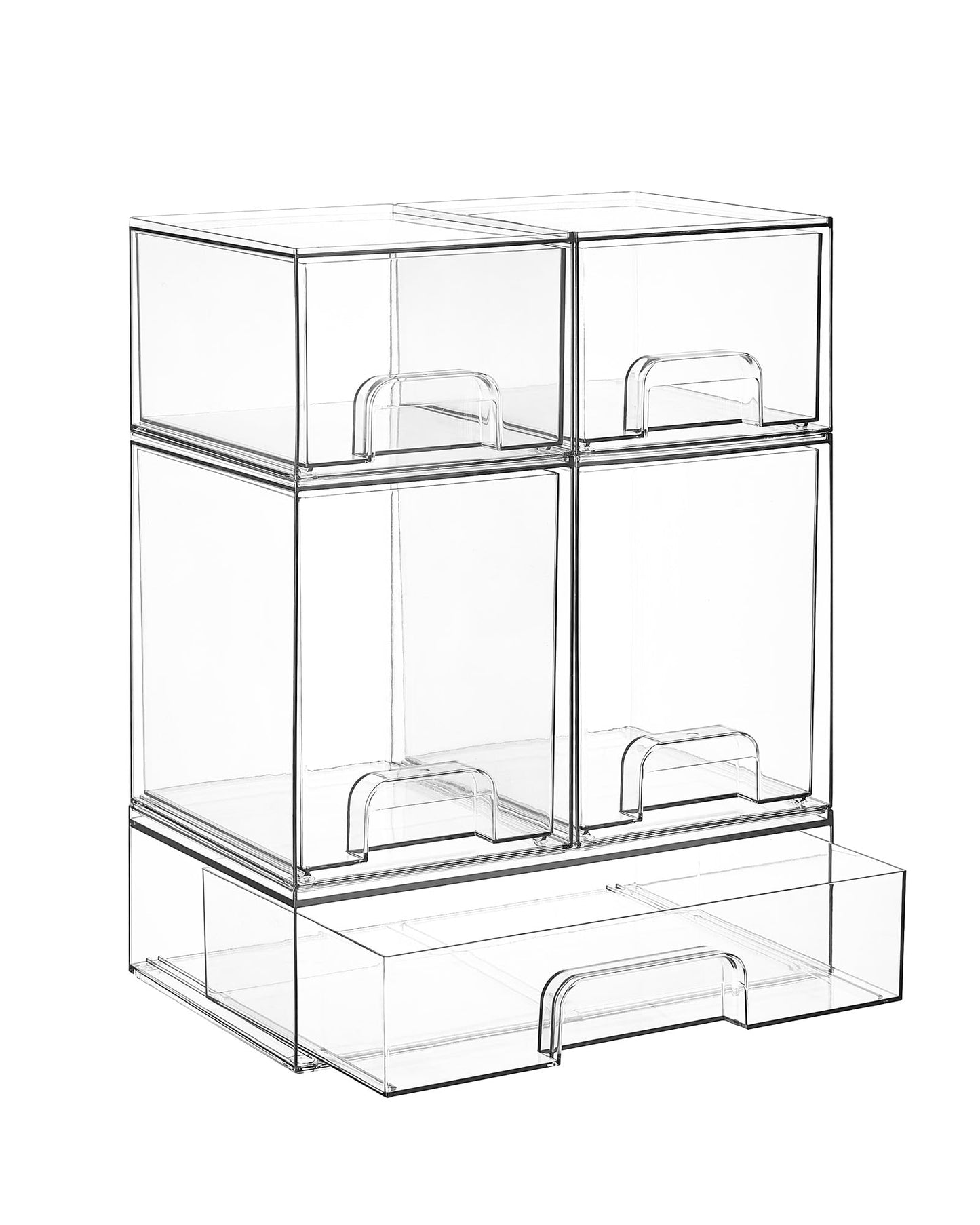 Vtopmart Stackable Storage Drawers Set of 5, Clear Plastic Organizer Bins for Baby Bottle, Beauty Supplies Storage, Ideal for Kichen Countertop, Vanity, Bathroom, Cabinet, Pantry Organization