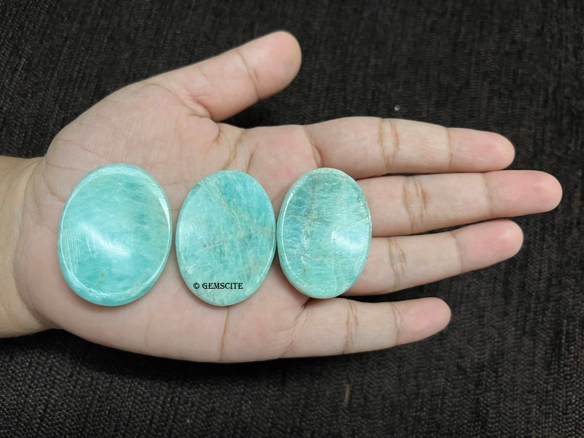 Wholesalegemshop Amazonite Thumb Worry Stones Metaphysical Gemstone Crystal Healing Reiki Men Women Gift FENG Shui Positive Energy Love Wellness Palm Stones Wicca Powerful