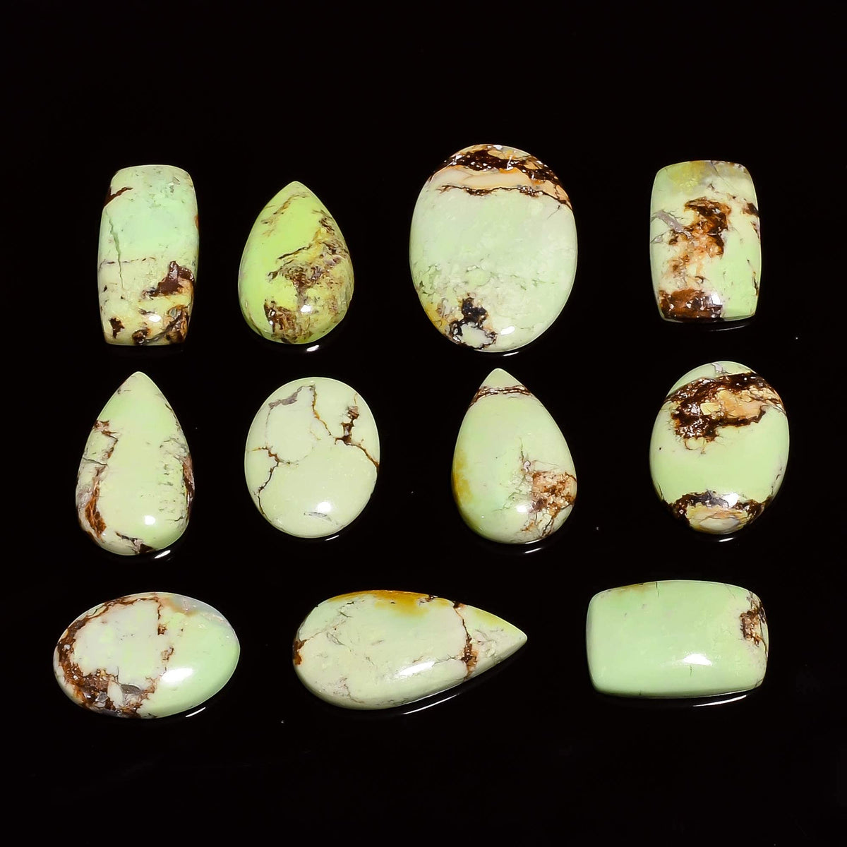 Gemkora™ 2 to 3 pcs Natural Lemon Chrysoprase Gemstone Wholesale Cabochons Lot, Jewelry Making Loose Gemstone, Polished Home Decor Specimen, DIY, Wire Wrapping, Healing Crystals, Bulk Gemstone Deal