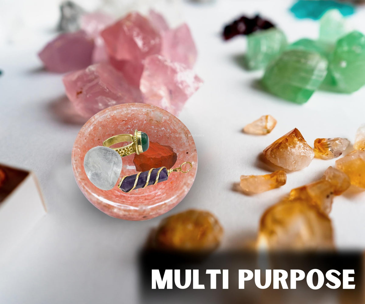 Amazing Gemstone Rose Quartz Orgonite Orgone Crystal Gemstone Bowl - 2" Orgonite Rose Quartz Crystal Bowl for Meditation, Crystals and Healing Stones Gift and Protection