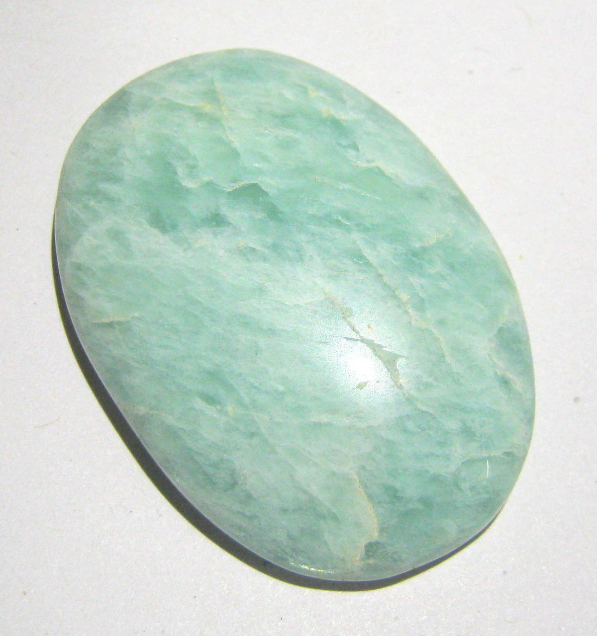 crystalmiracle Beautiful Amazonite Gemstone Worry Stone Positive Energy Crystal Healing Thumb Stone for Reiki Meditation Feng Shui Gifts for Men Women