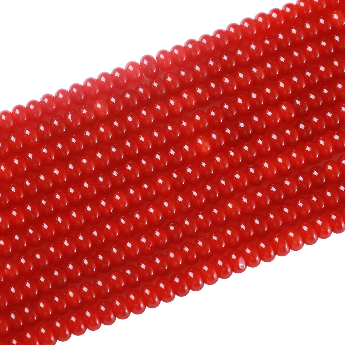 76pcs 5x8mm Natural Red Jade Stone Rondelle Spacer Loose Beads Abacus Disk Stone Round Loose Gemstone Beads for Jewelry Making DIY Bracelet Necklace