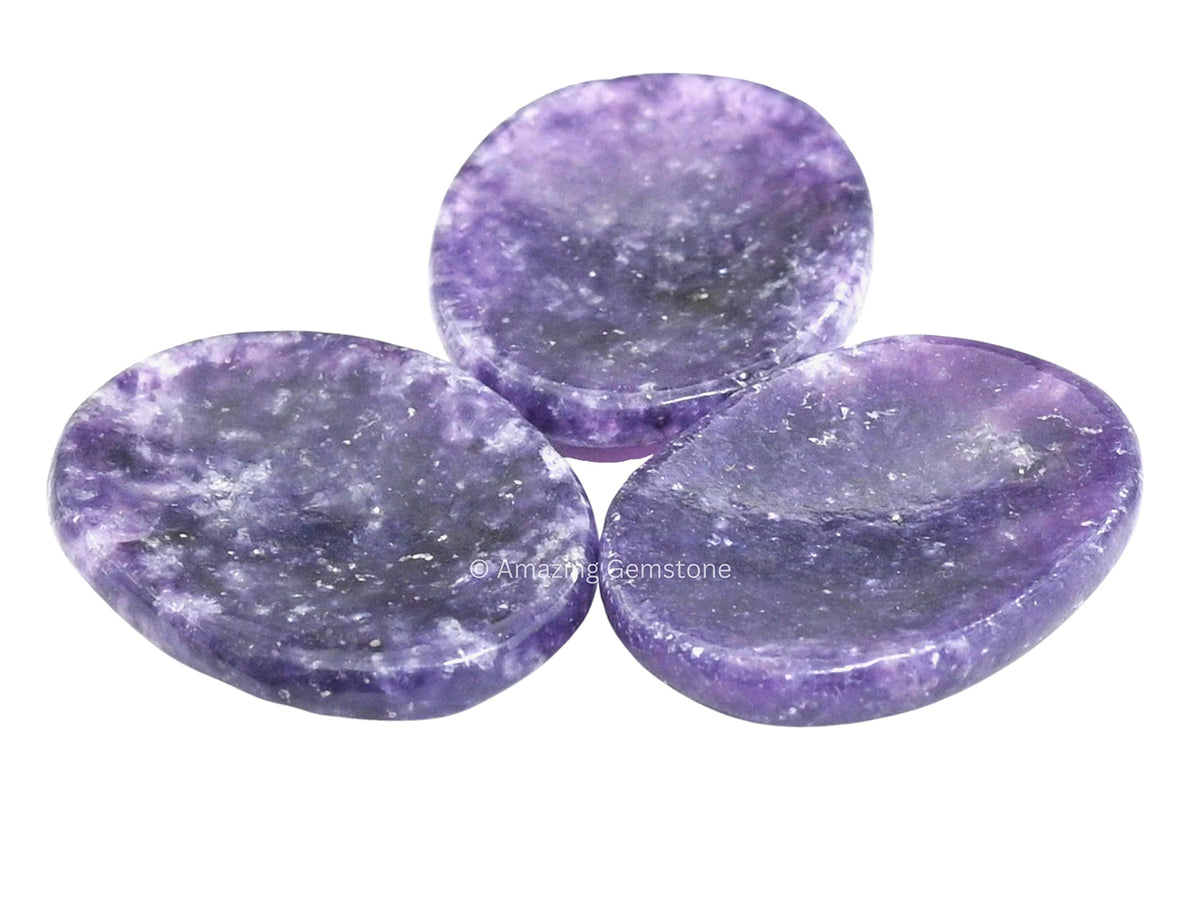 Amazing Gemstone Lepidolite Worry Stone Crystals and Healing Stones - Worry Stones for Stress Relief Gifts - Piedra Crystal Fidget for Meditation, Calming, Relaxation -