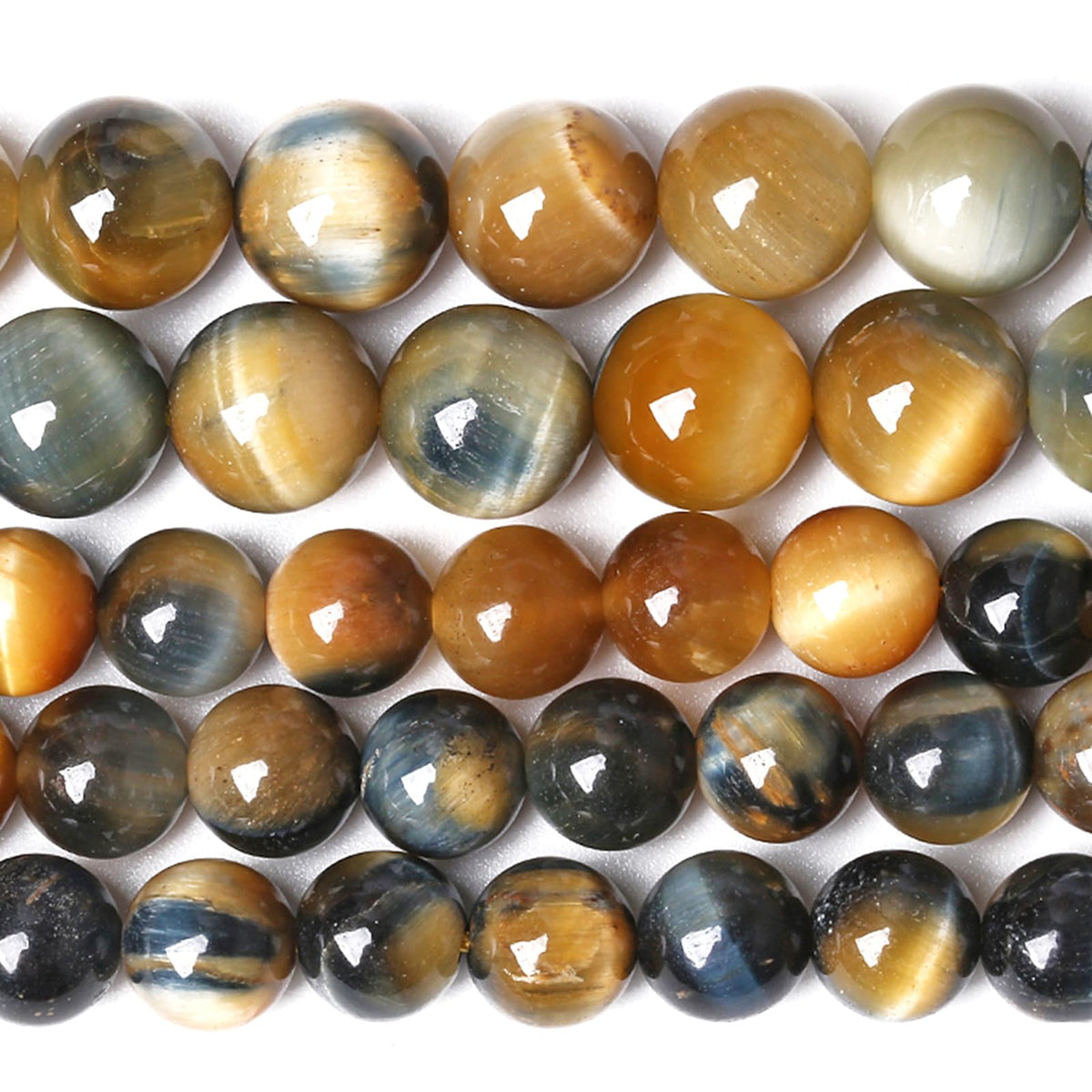 10MM Dream Blue Tiger Eye Stone Beads Natural Gemstone Round Loose Beads for Jewelry Making Bracelet Necklace 72pcs 2 Strands 32"