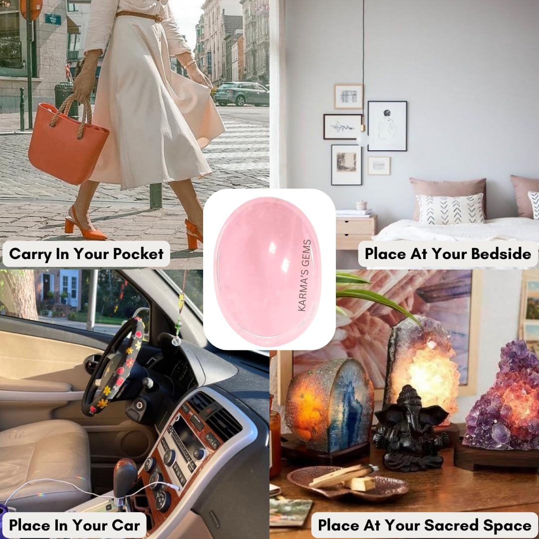 Rose Quartz - Rubbing Natural Thumb Worry Stone - Hold in Your Hand for Relaxation or Anxiety Relief - Enhance Meditation, Aid in Healing the Mind, Body and Spirit