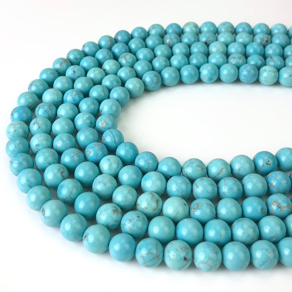 10mm Blue Turquoise Beads Round Gemstone Loose Beads for Jewelry Making (38-40pcs/strand)
