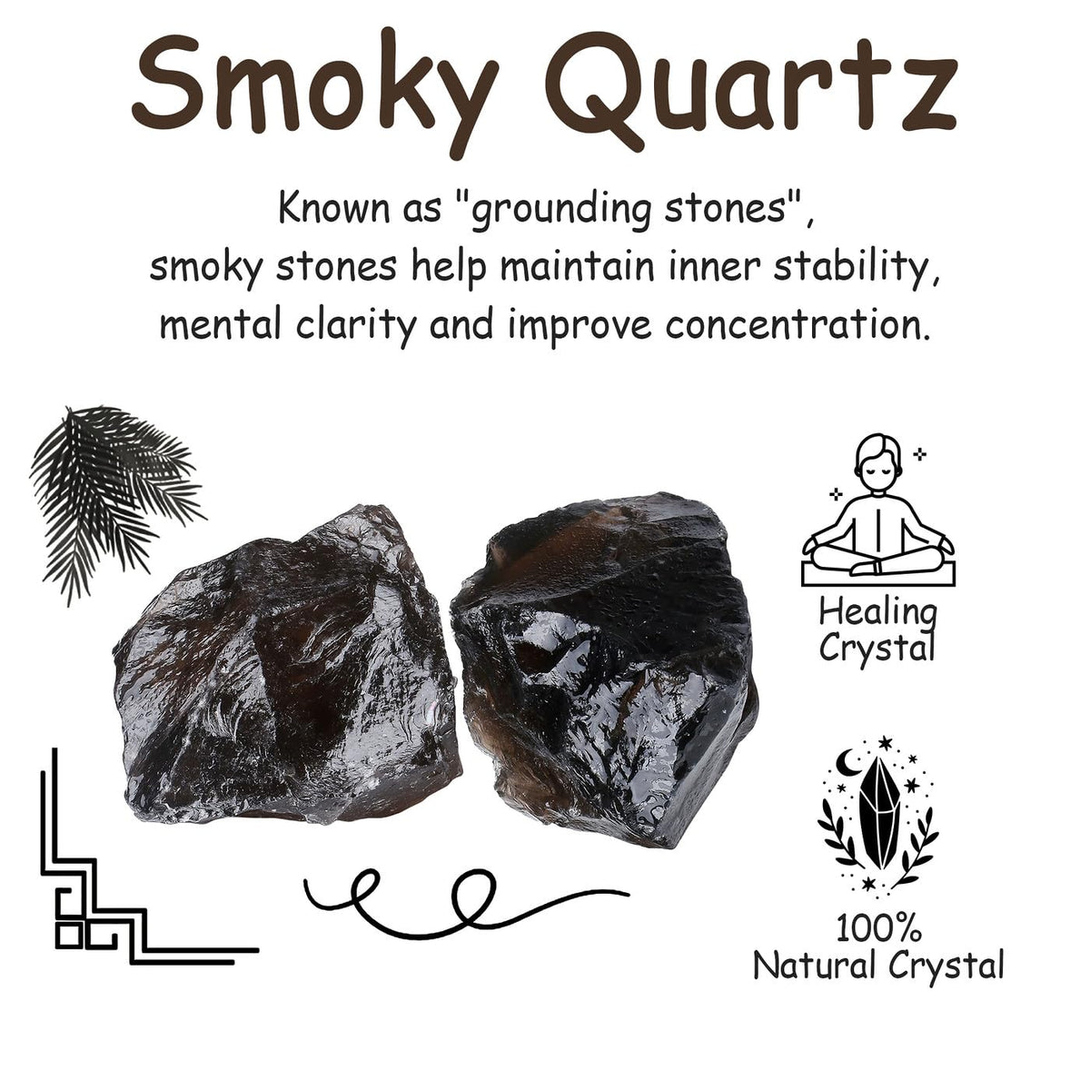 NUKAYAI 2Pcs Smoky Quartz 1.8-2.2" Large Natural Crystal Raw Healing Crystals Stones Rough Natural Smoky Quartz Crystal Rocks for Polishing Wrapping Wicca & Reiki Cabbing DIY Wire Decoration Gifts