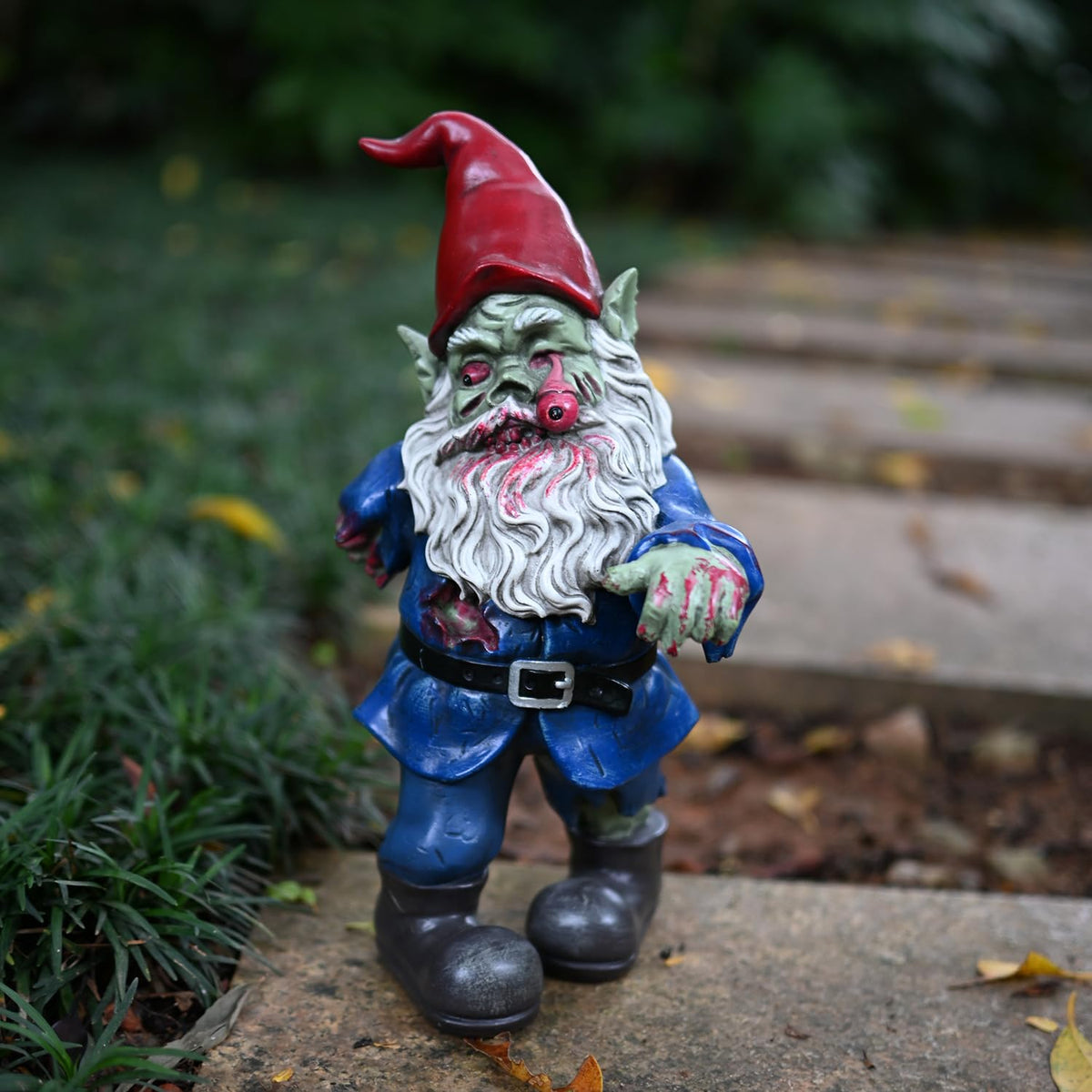 FICITI Zombie Gnome Evil Scary Walking Dead Gnome Gnombia Garden Statue, Halloween Decoration - 10 inches