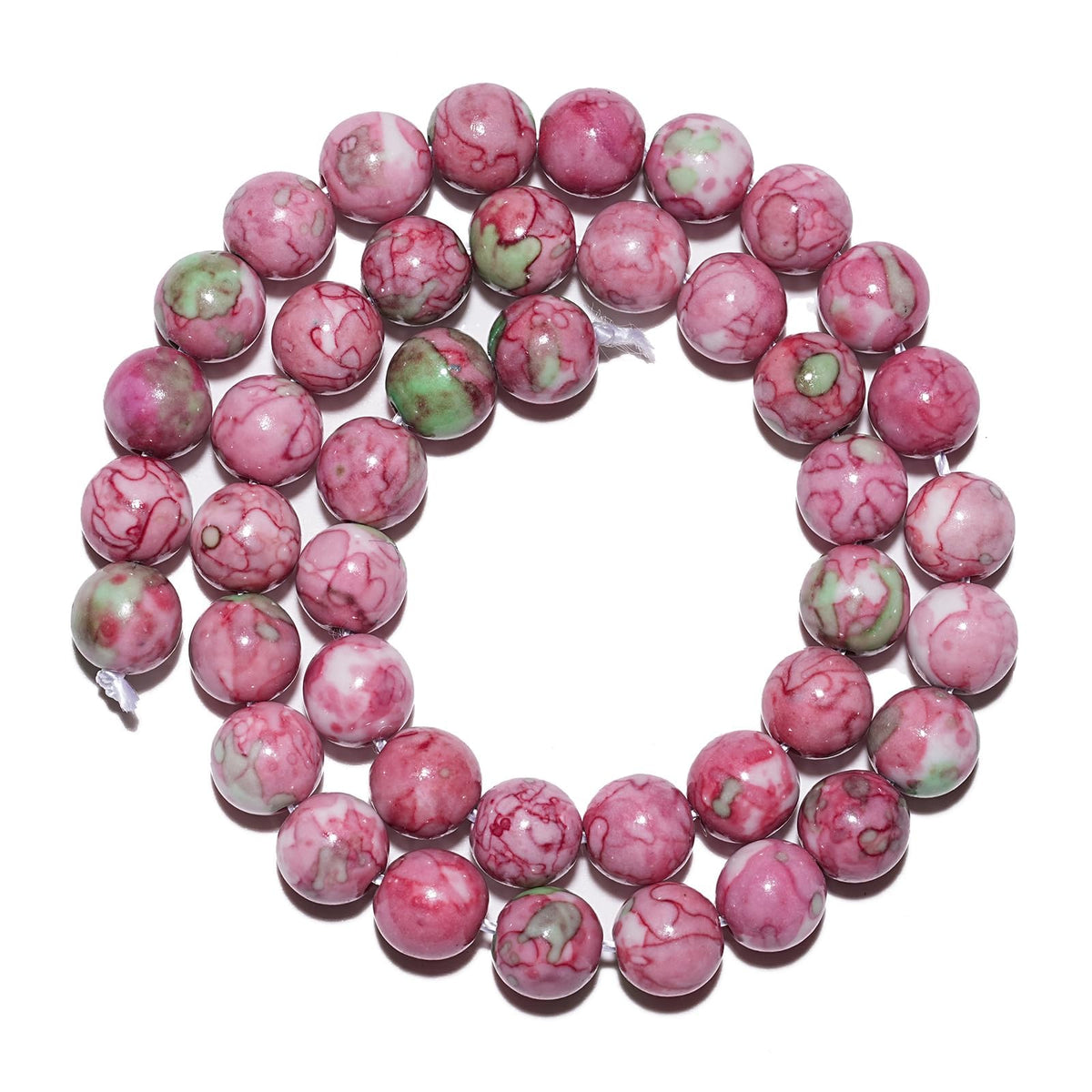 8mm Natural Green Red Rain Flower Gemstone Beads Polished Round Smooth Stone Beads for Bracelets Jewelry Making 15inch Loose Beads