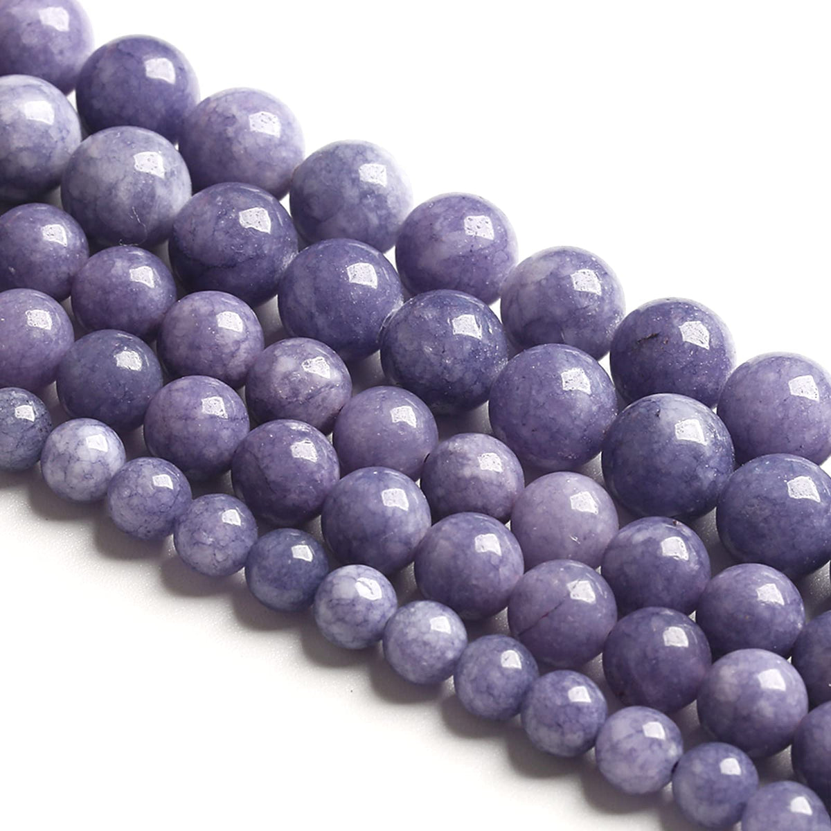75PCS 10MM Lavender Purple Chalcedony Stone Loose Beads for Jewelry Making DIY Bracelet Necklace