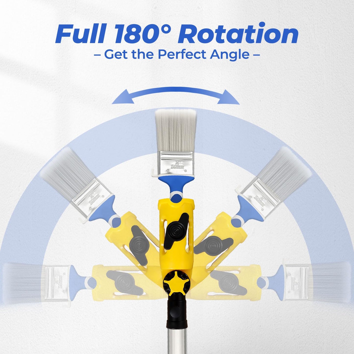 Prozwee Upgraded Multi-Angle Paint Brush Extender Holder，Extension Pole Attachment Fits Most Rollers, Brushes & Scrapers, Easily Reach Ceilings, Walls & Corners